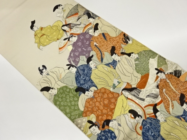 時代人物模様織出し袋帯